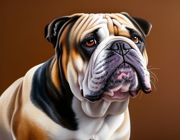 Hyperrealistic Portrait of a Charming English Bulldog