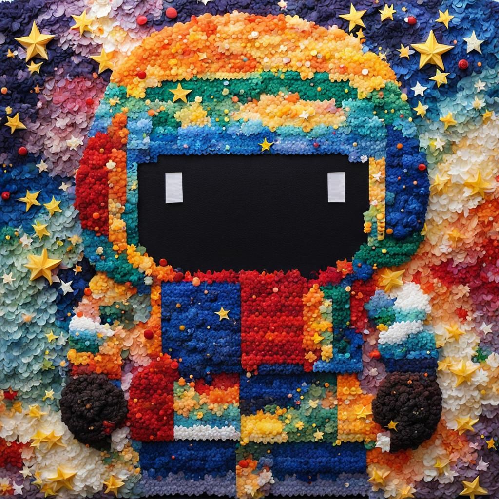 Anime Character in 2.5D Pixel Art with Impasto Textures