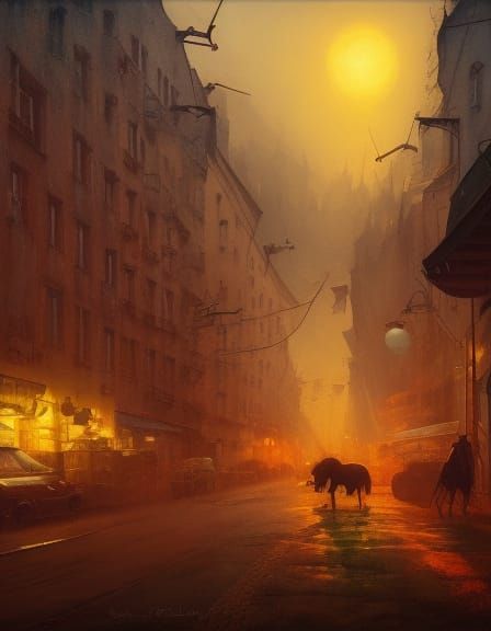 Town Musicians of Bremen in Vibrant Expressionist Style