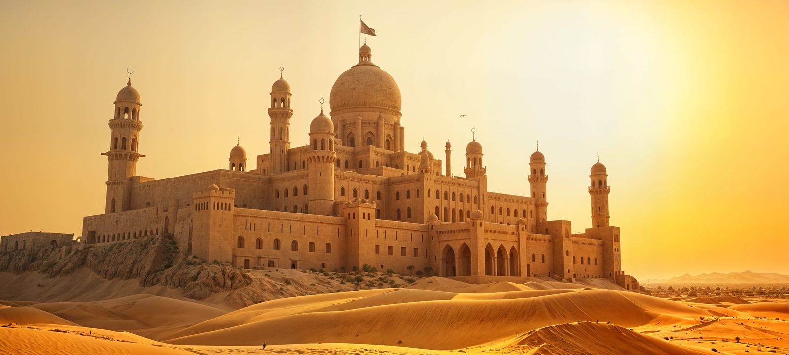 Majestic Desert Castle in Golden Americana Style