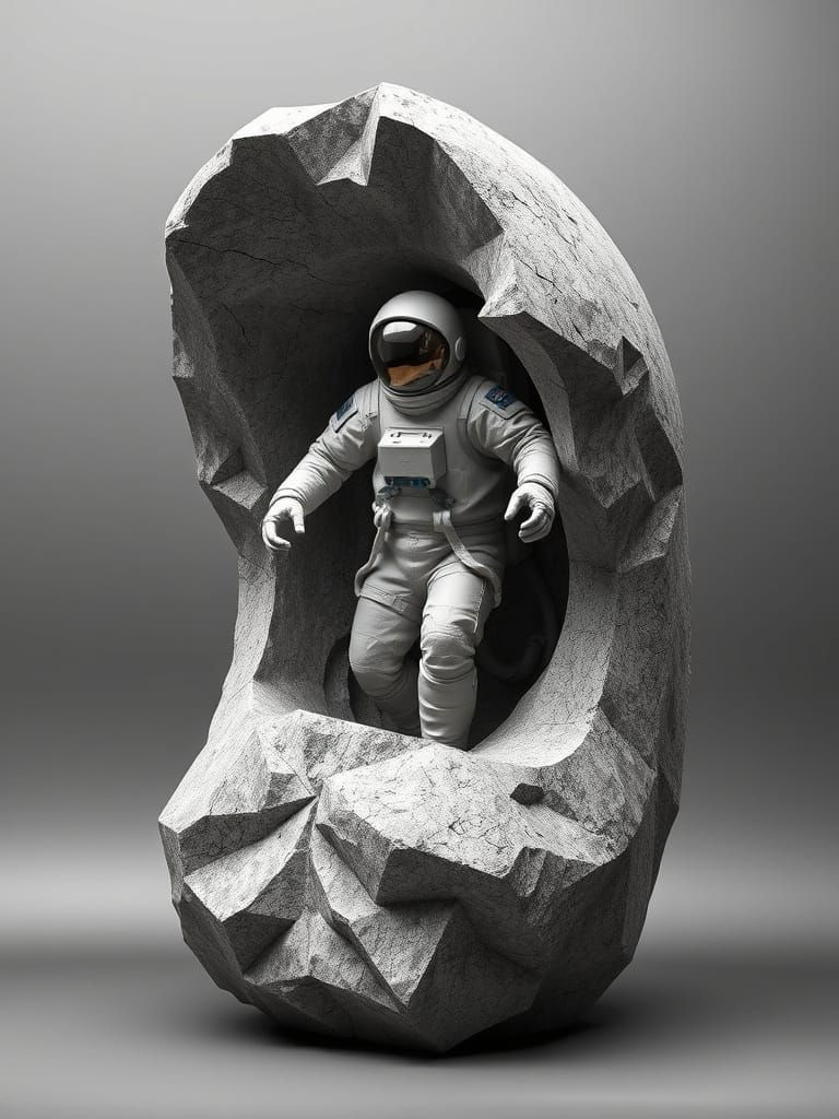 Intricate Granite Cosmonaut Emerging from Space Capsule in M...