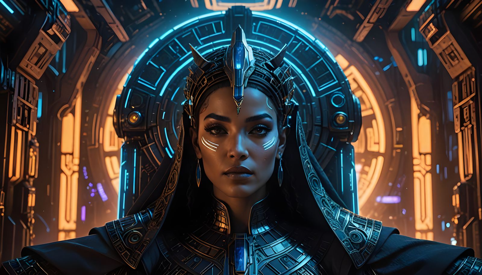 Futuristic Space Empress Reigns Supreme in Celestial Majesty