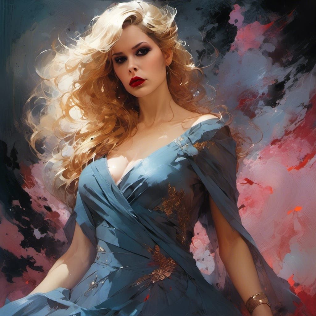 Dark Vampire Queen Portrait in Oil on Canvas