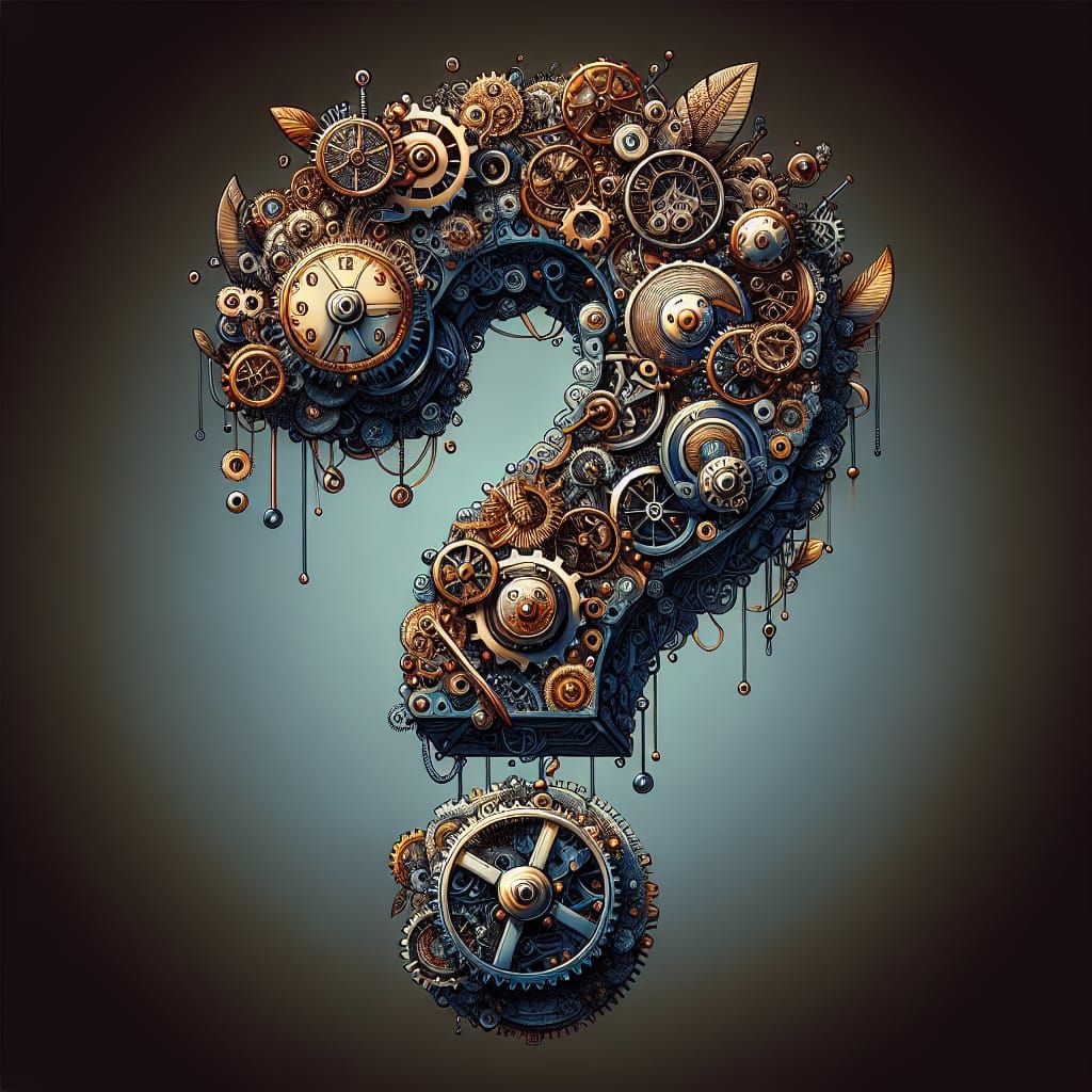 Steampunk Question Mark: Detailed Matte Painting in 8K