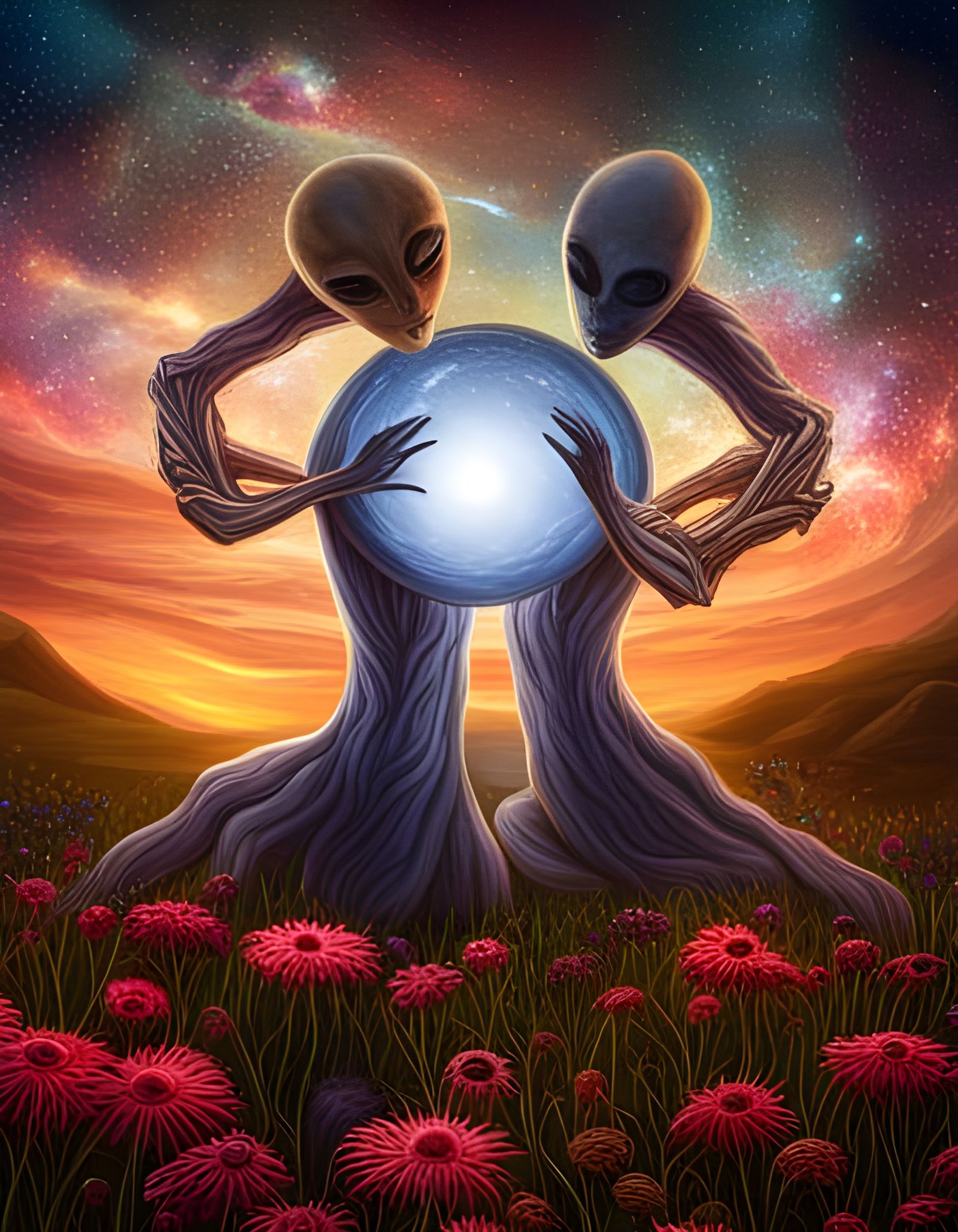 Otherworldly Circle of Friendship in Alien Meadow