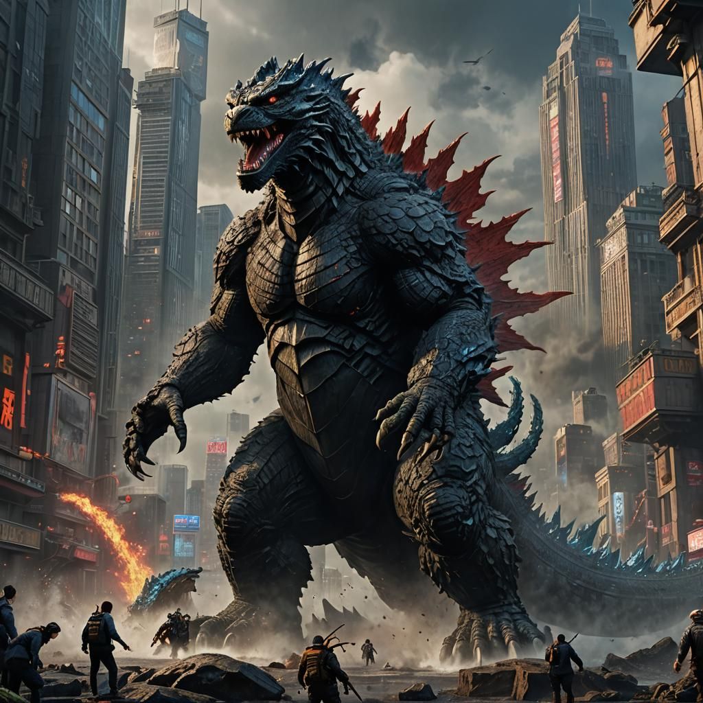 Detailed Godzilla Matte Painting in 8k Resolution