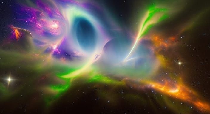 Alien Spaceship Under Cosmic Storm in Hyperrealism