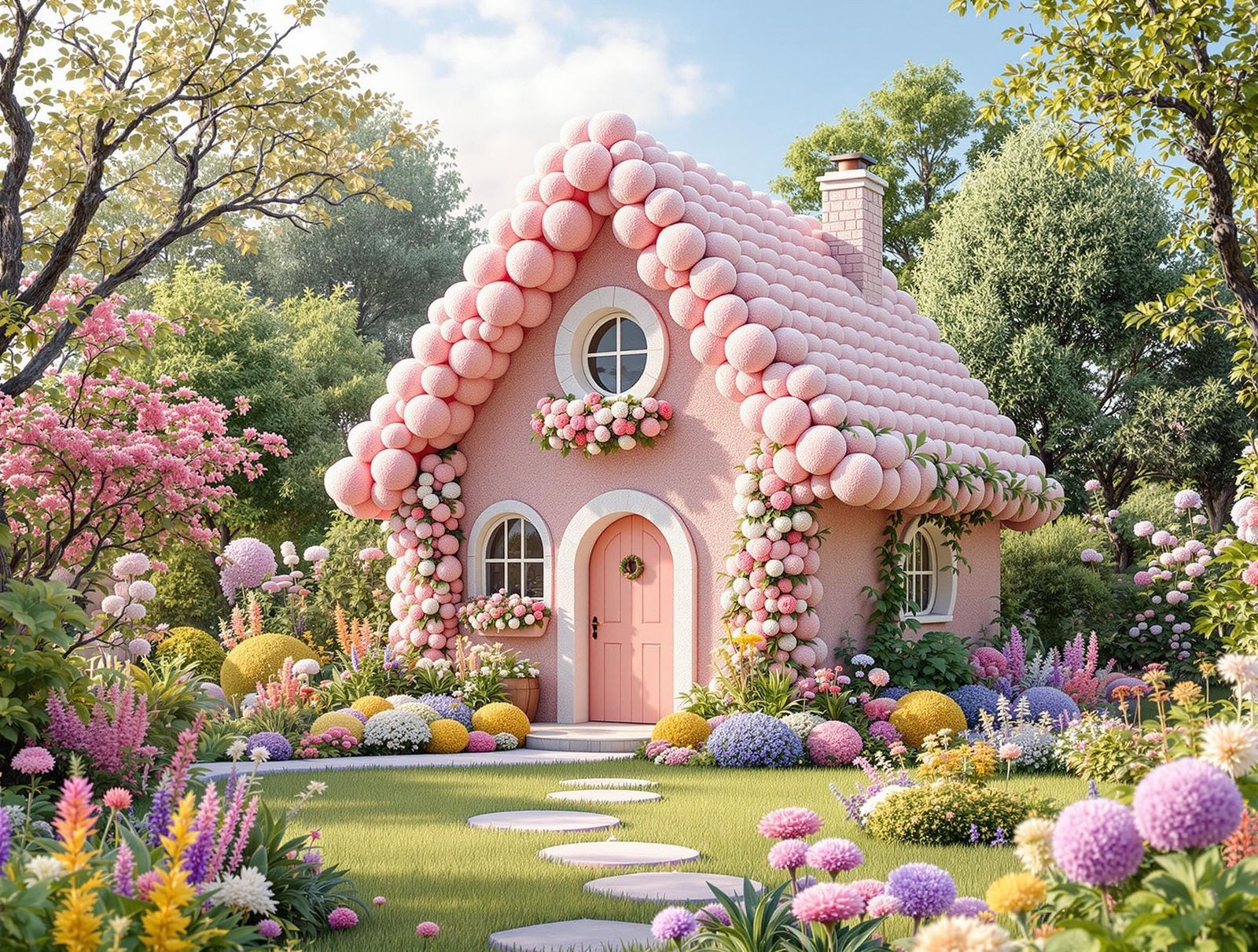 Pastel Pom Pom House in 8K Resolution