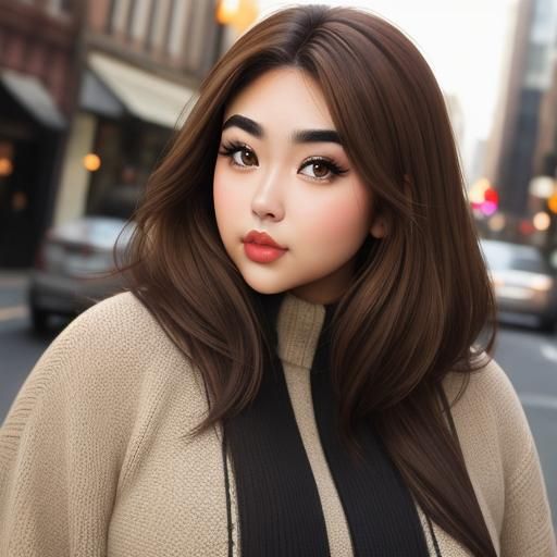 Young Woman, thick eyebrows, light brown hair, chubby, plump...