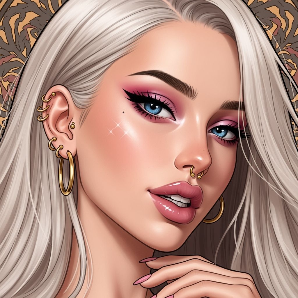 Blond Woman Portrait in Pop Art Nouveau Style