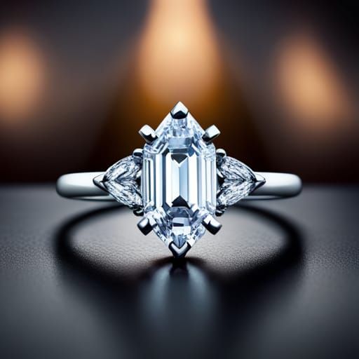 Emerald Cut Diamond Ring: Detailed Matte Painting