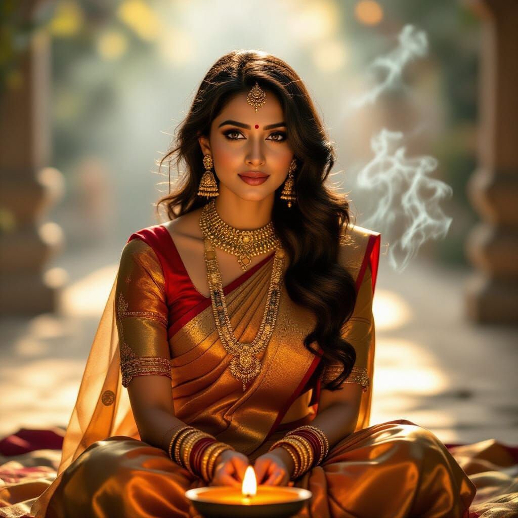 Indian Woman in Saree: Vintage Bollywood Style