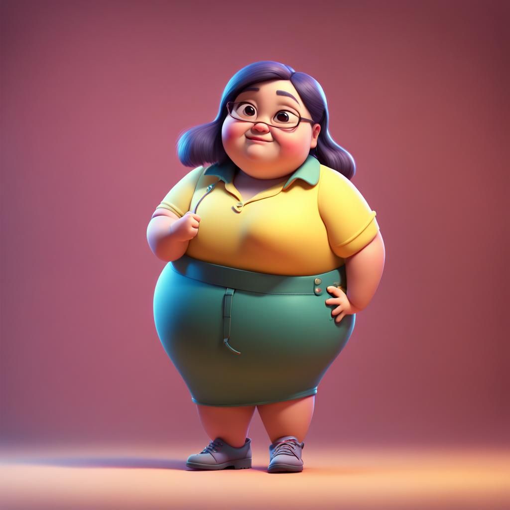 Chubby Girl in Pixar Disney 3D Style