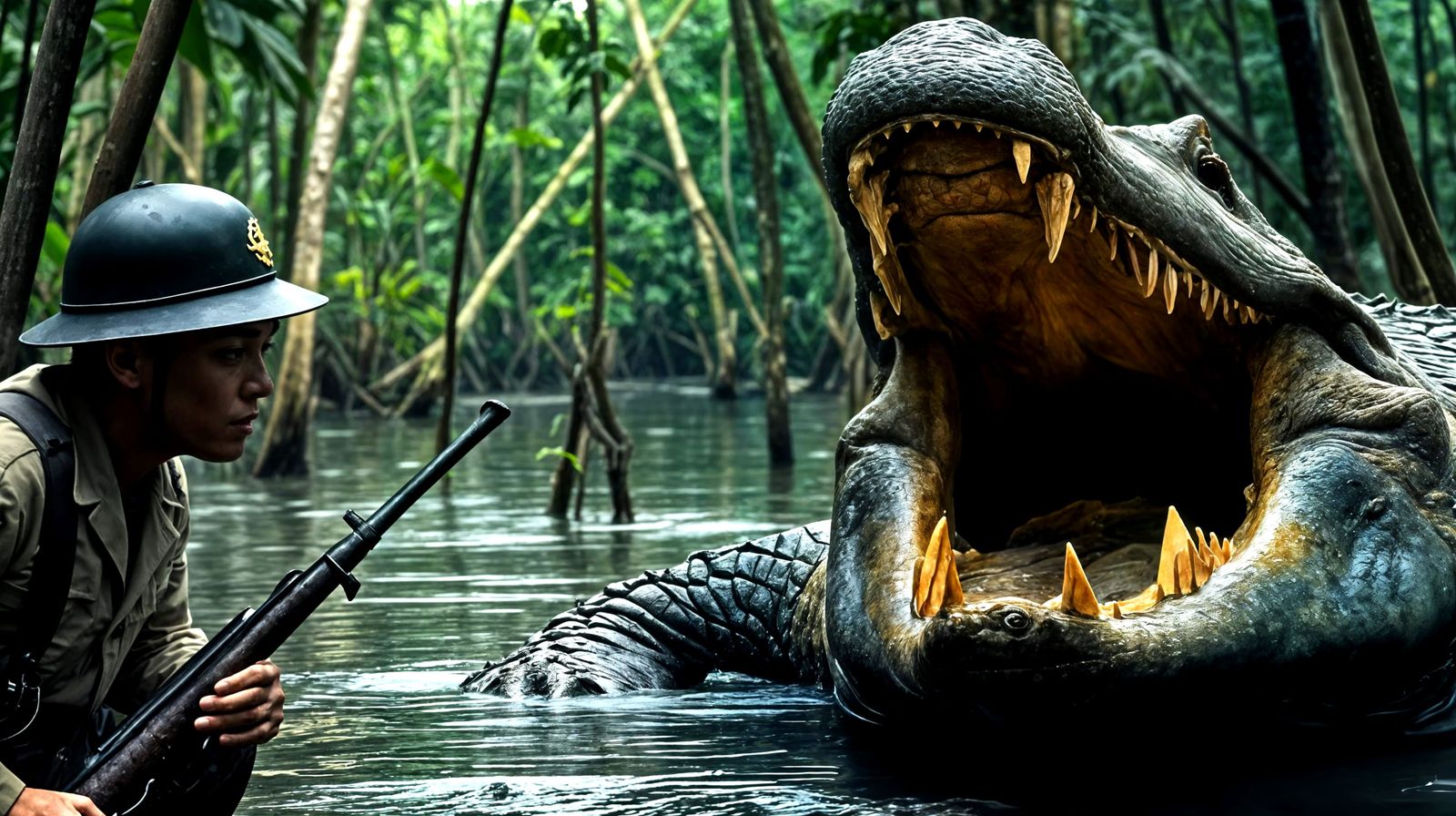 WW2 Soldier Ambushed in Mangrove Swamp by Deadly Crocodile