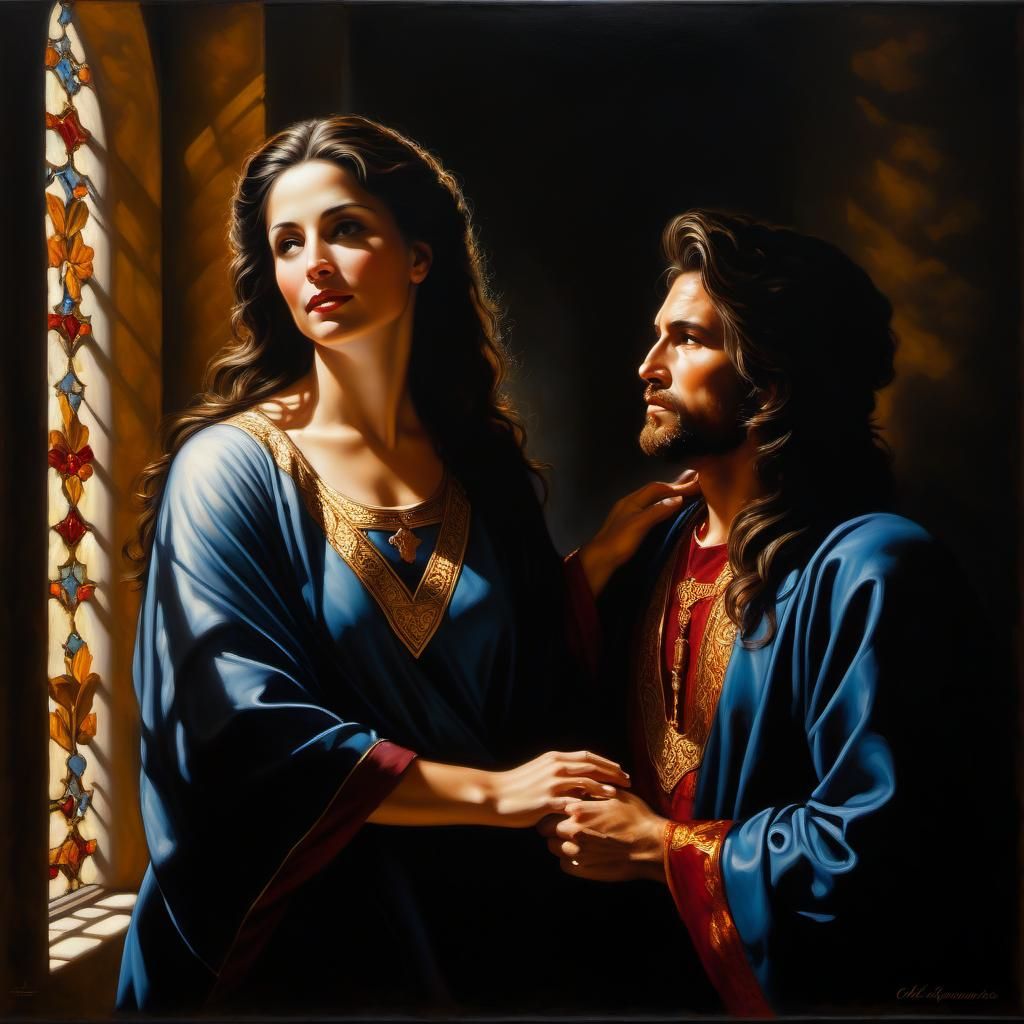 Dramatic Oil Painting with Luminous Highlights