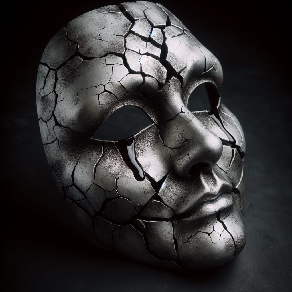 Silver Harlequin Mask with Tears of Hope