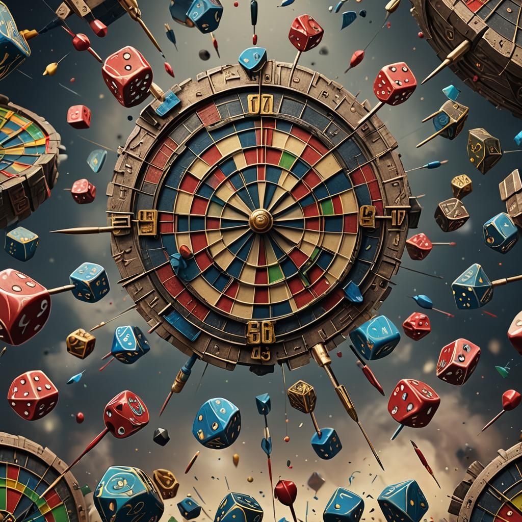 Dice Dartboard in Detailed Fantasy Concept Art
