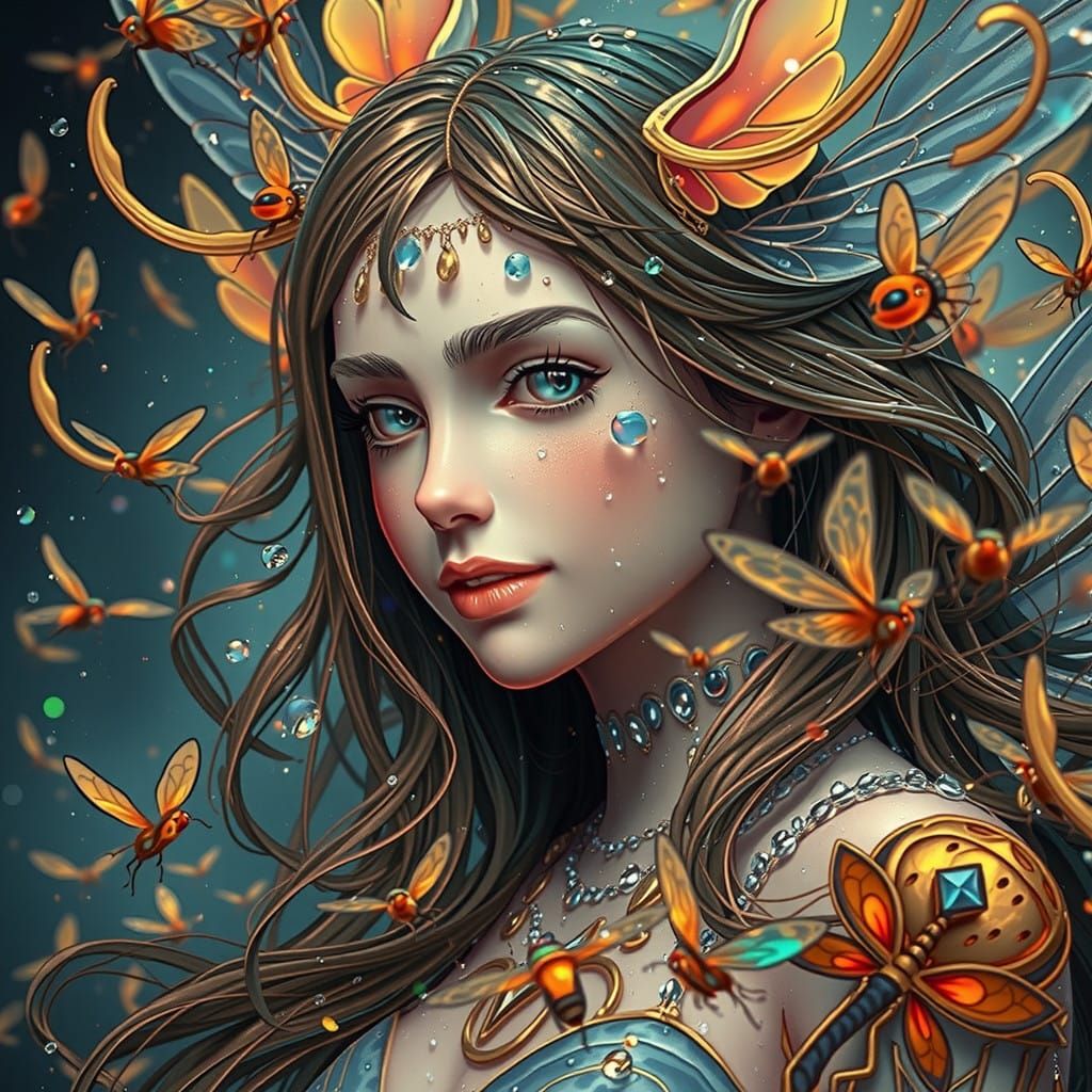 Ethereal Firefly in Dreamlike Flame Dance