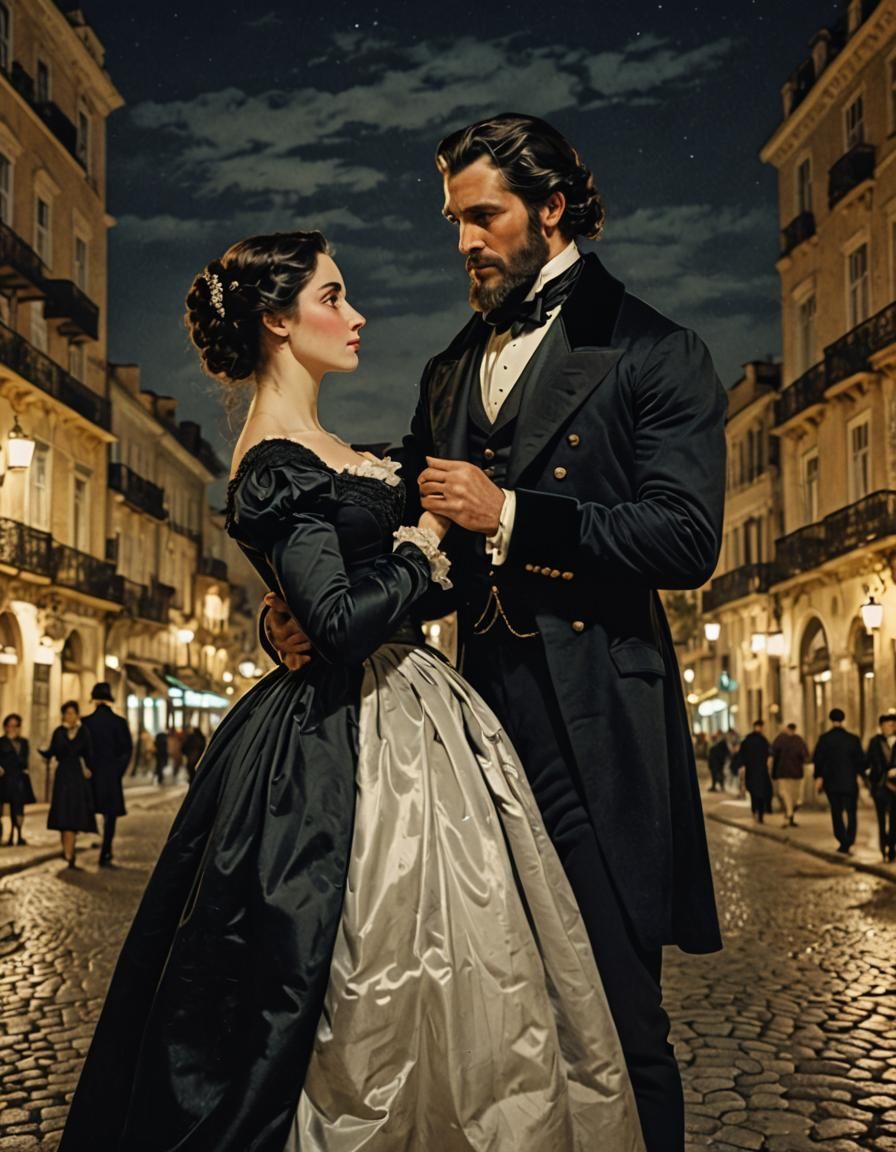 Aristocratic Couple in Lisbon at Night