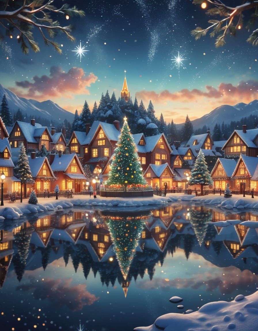 Whimsical Christmas Wonderland in Sparkling Watercolor