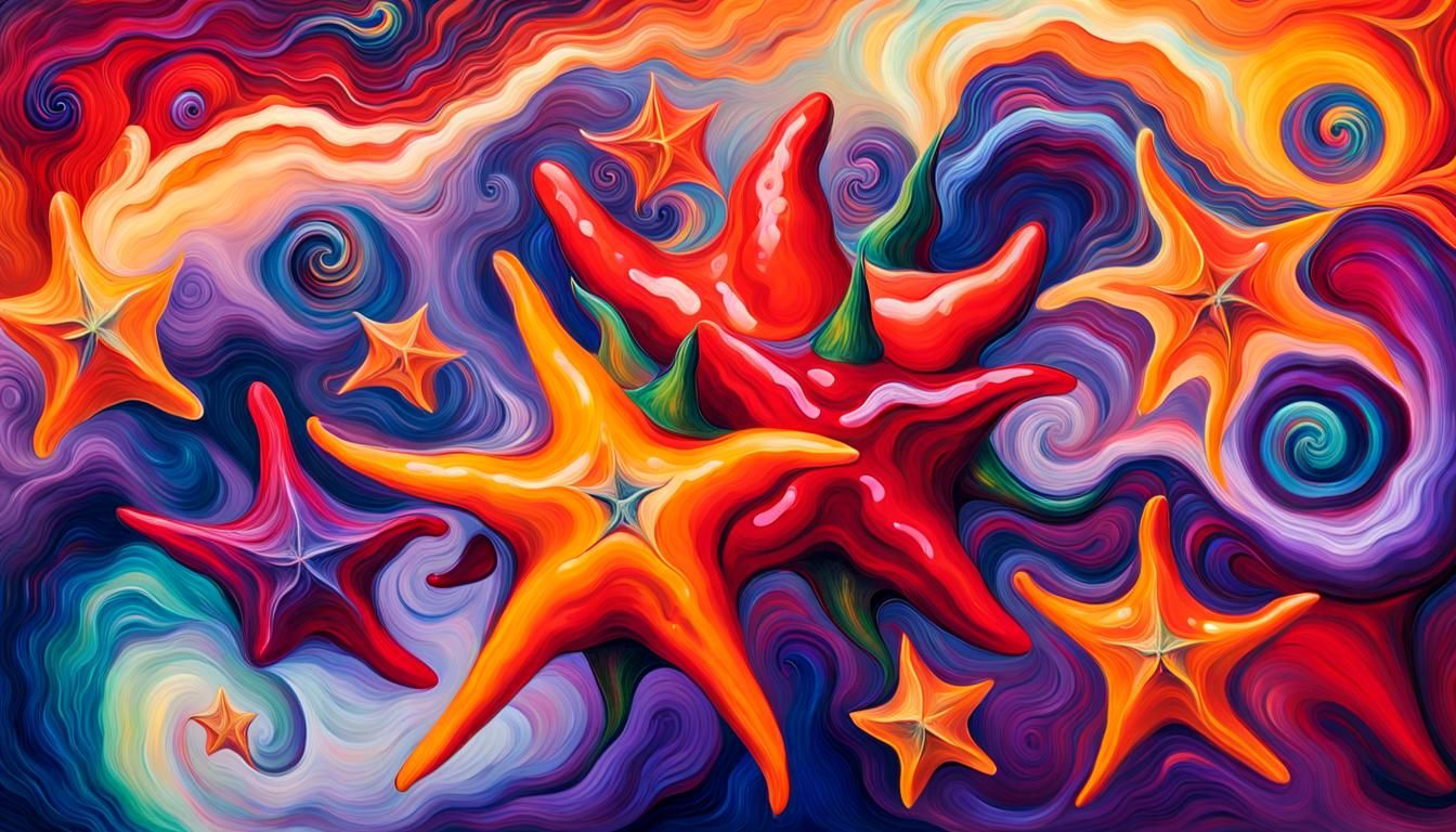 Chili Pepper Stars in Magnetic Maelstrom, Impasto Style