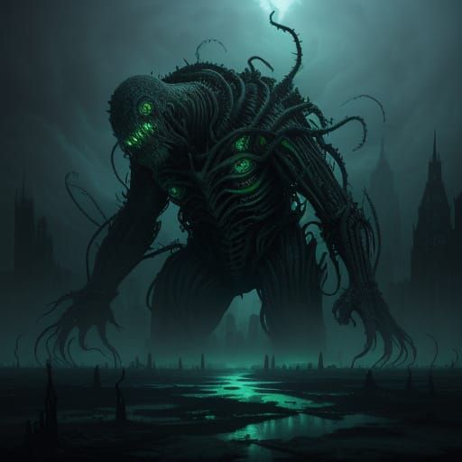 Surreal Purple Sludge Beast Devours Cityscape in Hyper-Reali...