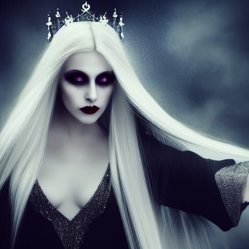 Sinister Halloween Princess Portrait in Art Nouveau Style