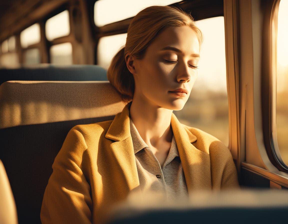 Cozy Bus Commute in Film Grain Style