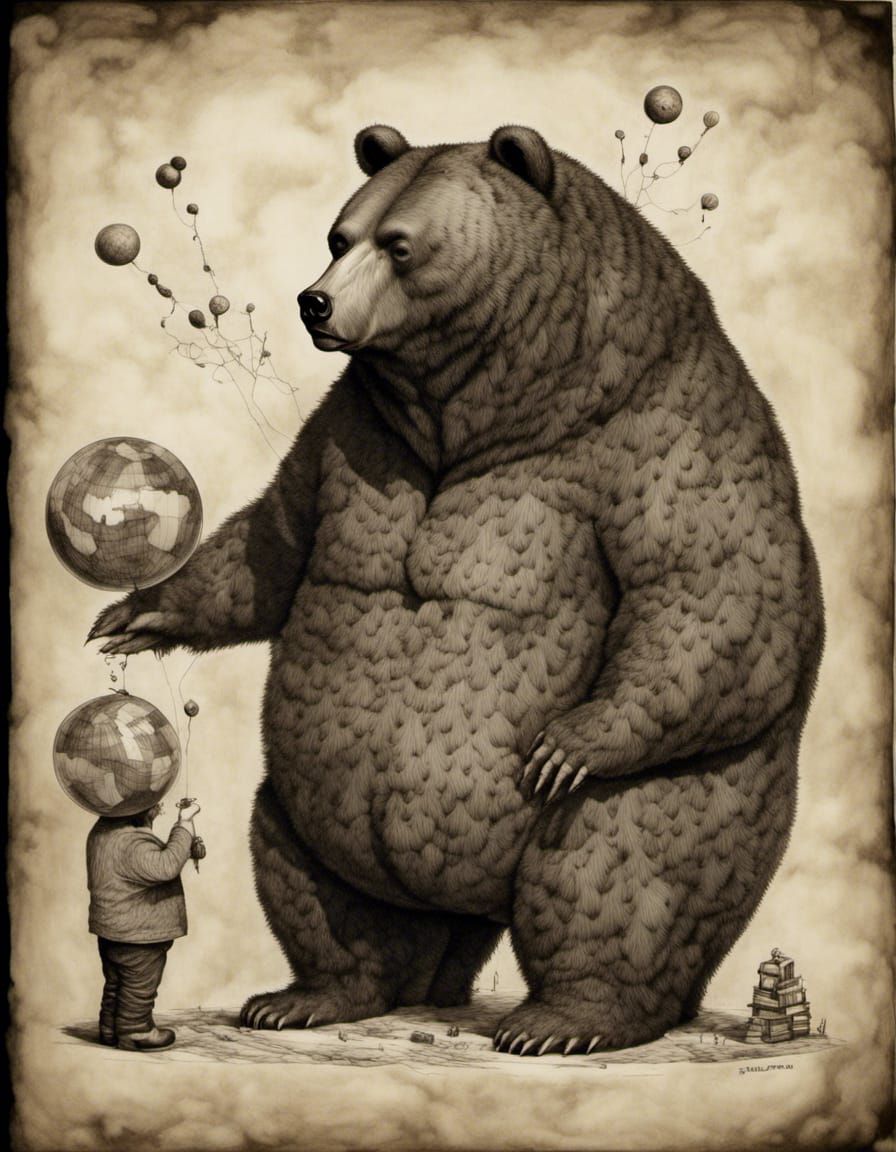 Cartoon Bear Illustration in Playful Style