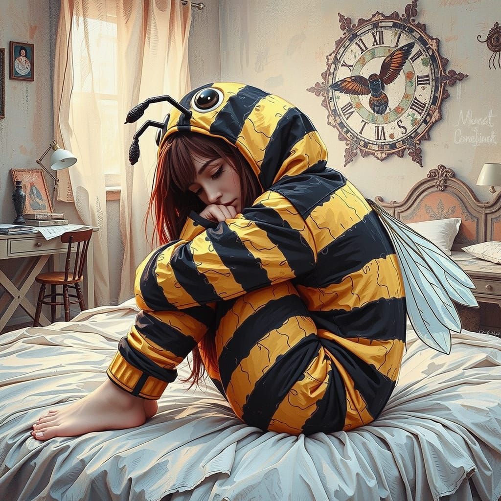 Abstract Bumblebee Dreams: Brushwork Art Illustration