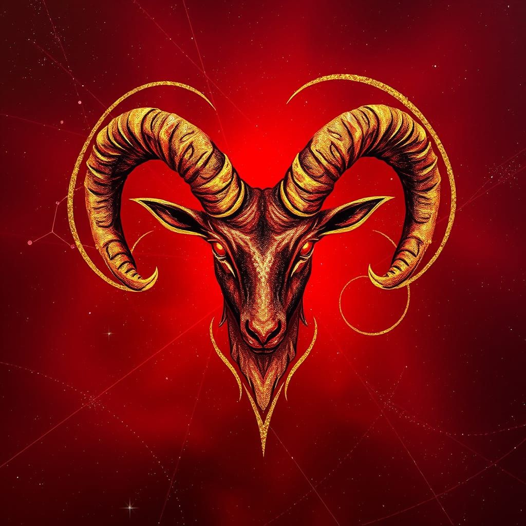 Cosmic Aries Symbol in Shimmering Ink