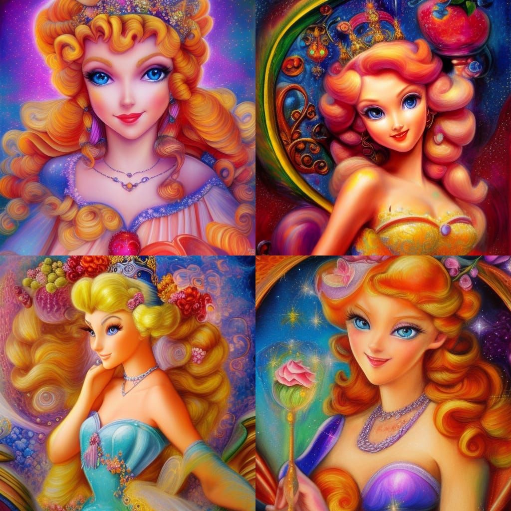 Modern Art Fantasy Portrait of Princess Peach in Complementa...