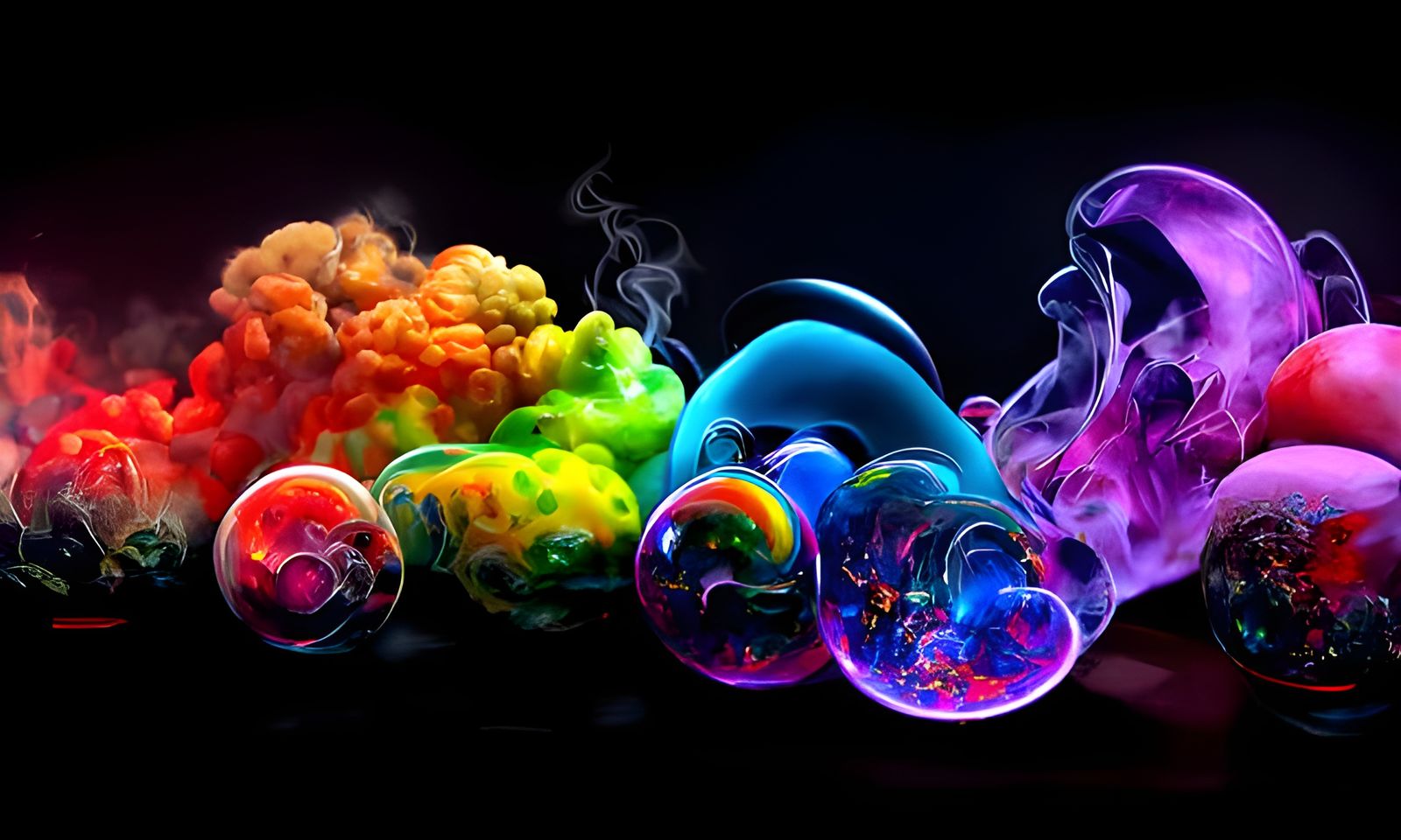 Rainbow Smoke Bubble Hybrids in Hyperrealism