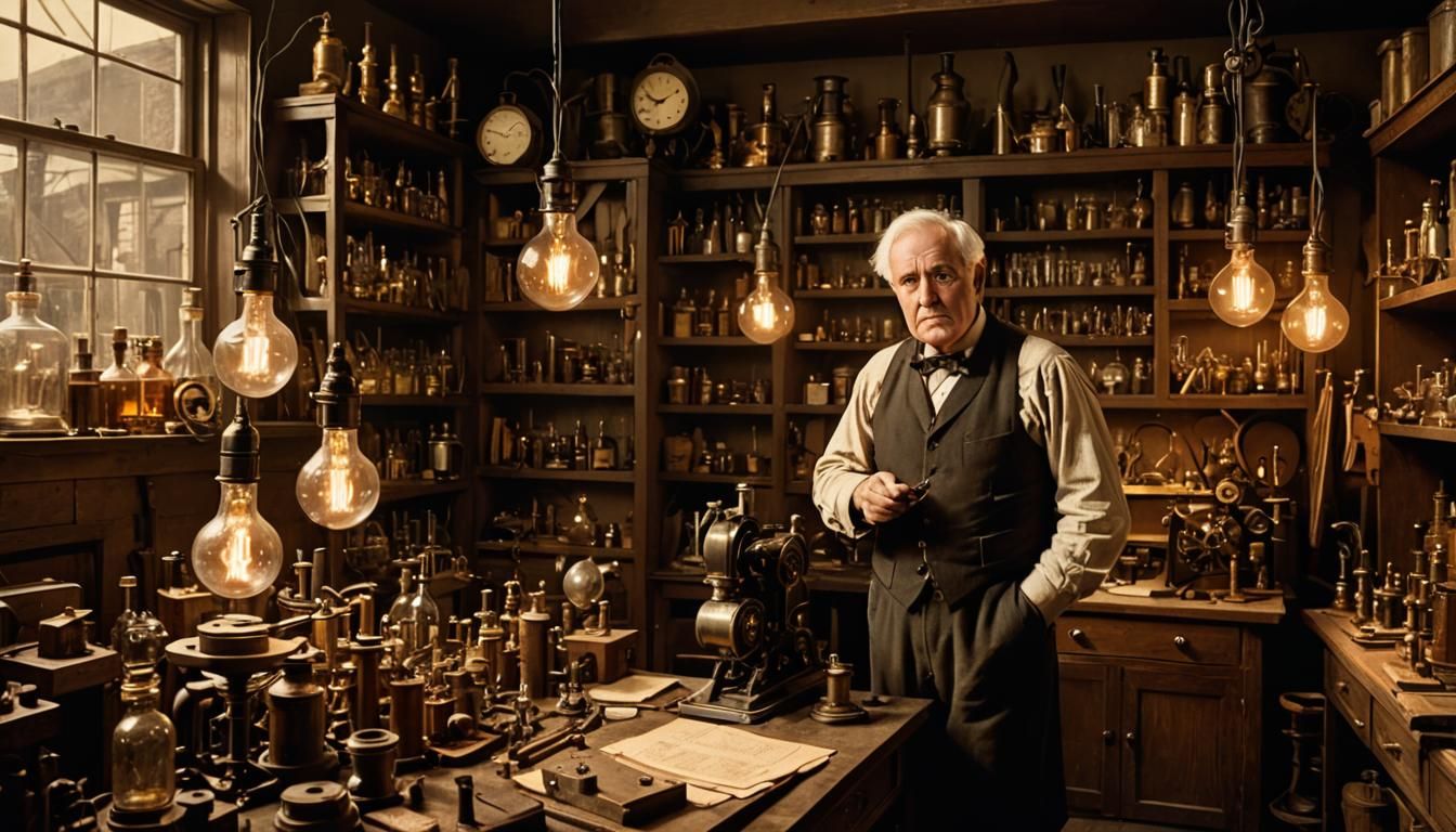 Edison's Light Bulb Moment in Sepia Tones