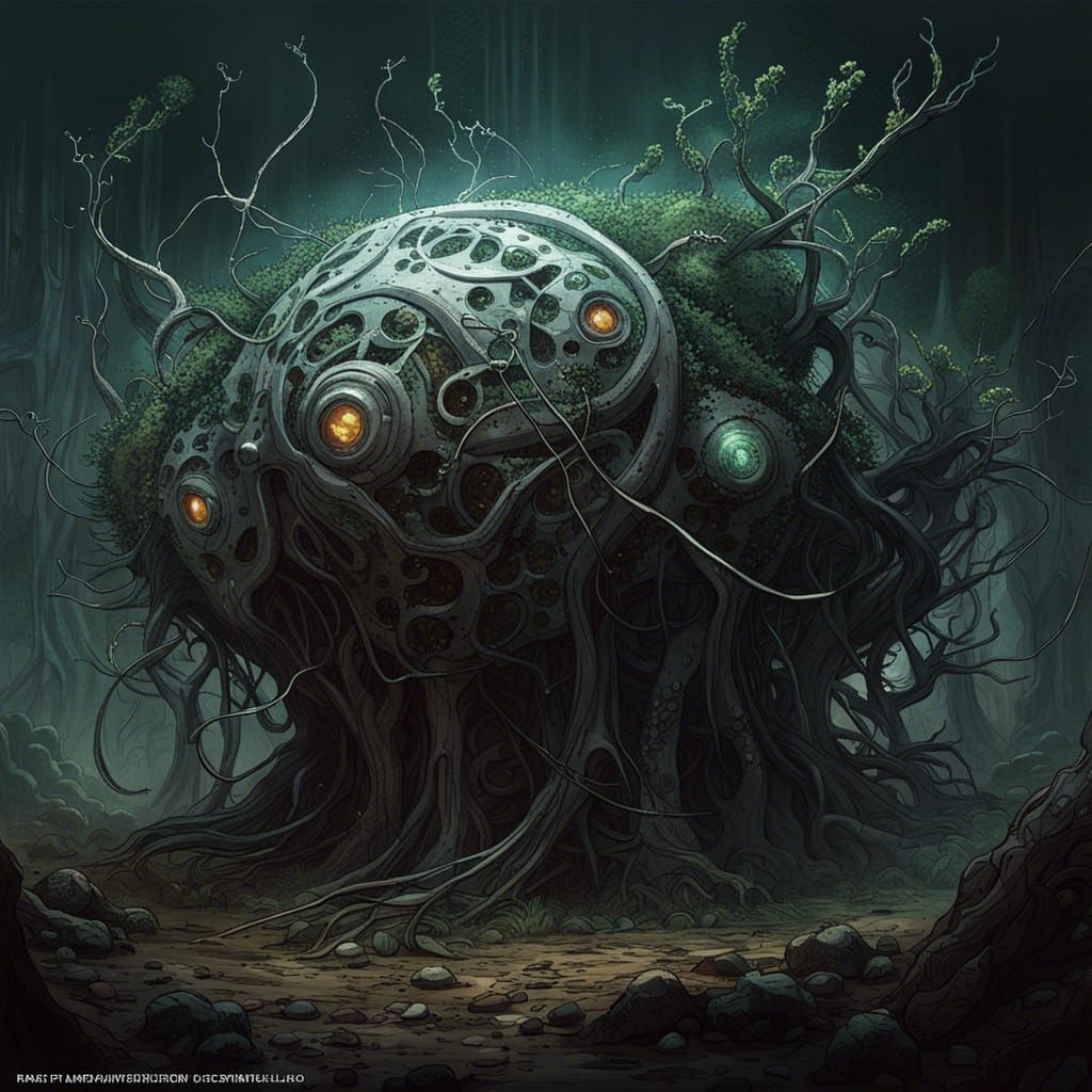 Spectacular Sci-Fi Shrub: Intricate Cosmic Concept Art