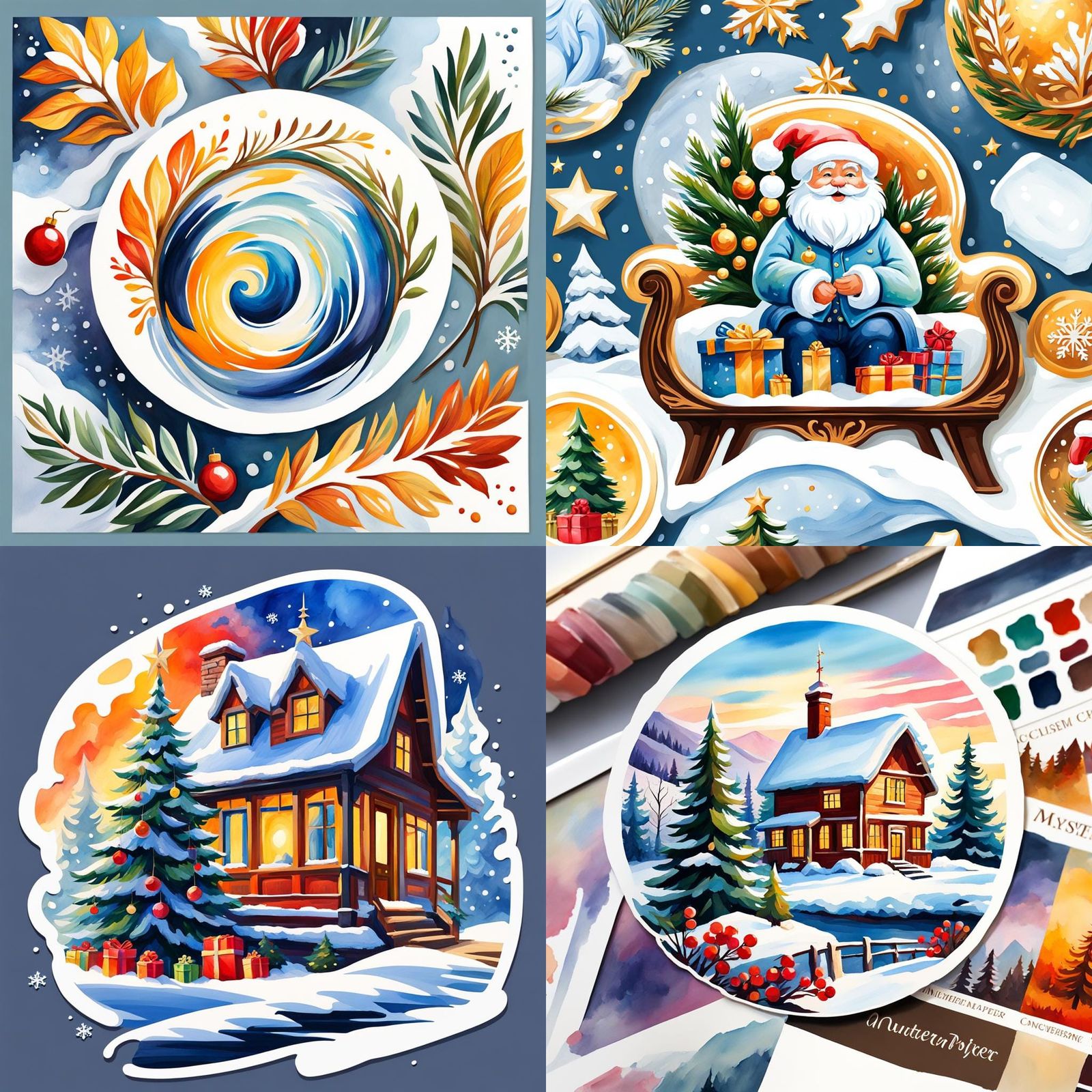 Winter Christmas Comfort Logo in Gouache Style
