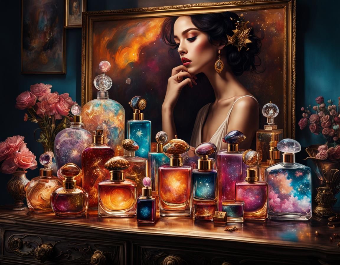Perfume Bottles Filled with Stars and Clouds