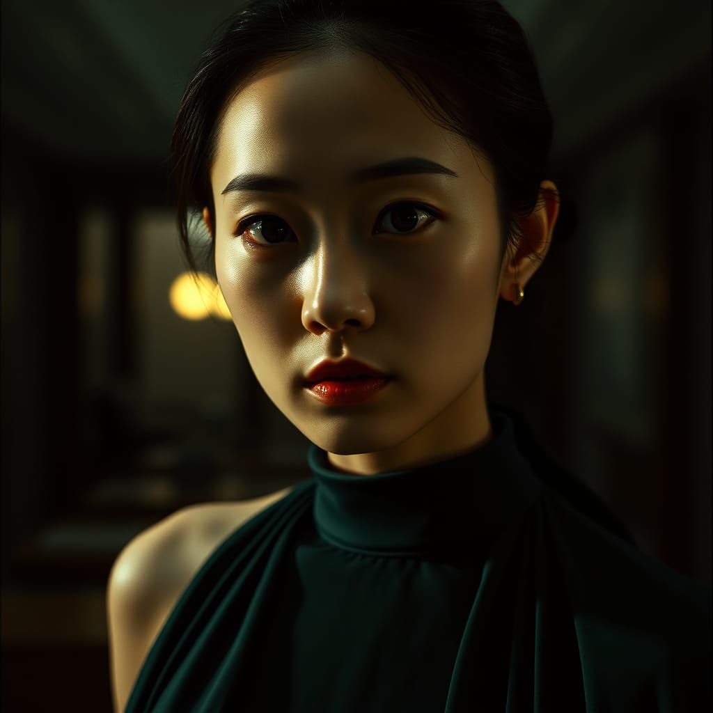 Chinese Woman Portrait in Wong Kar-wai Style