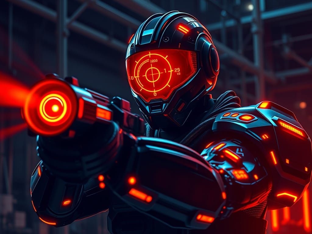 Evil Android Mech Warrior with Arm Cannon