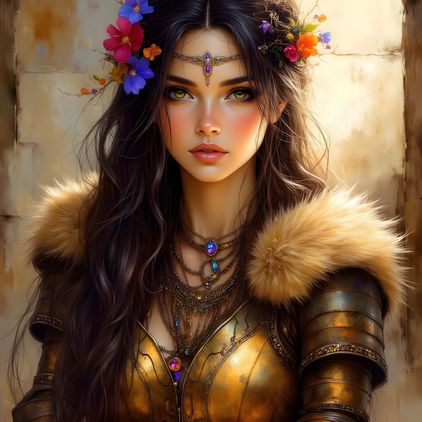 Norse Goddess Portrait in Bohemian Style