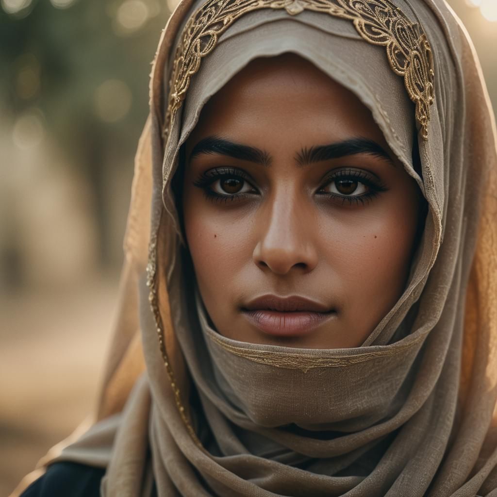 Beautiful Muslim Woman in Niqab: Cinematic Portrait