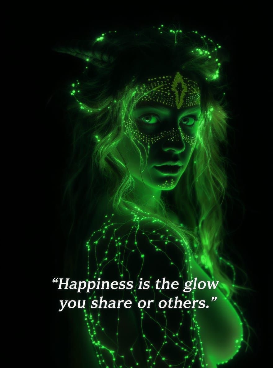 Forest Nymph Portrait in Bioluminescent Light