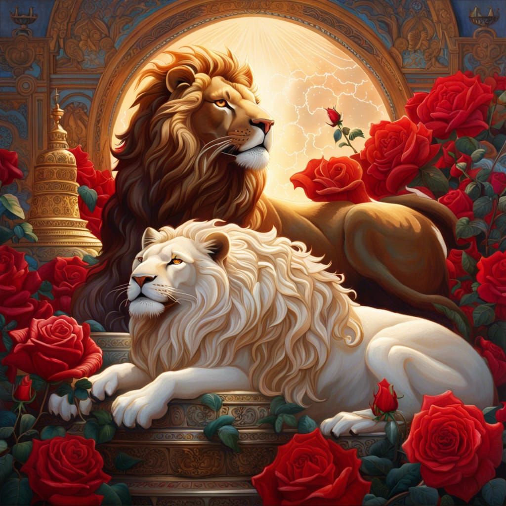 Glowing Parhelion Illuminates Lions and Roses