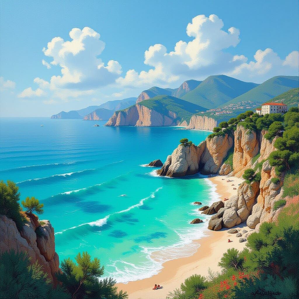 Italian Coastline Landscape Painting