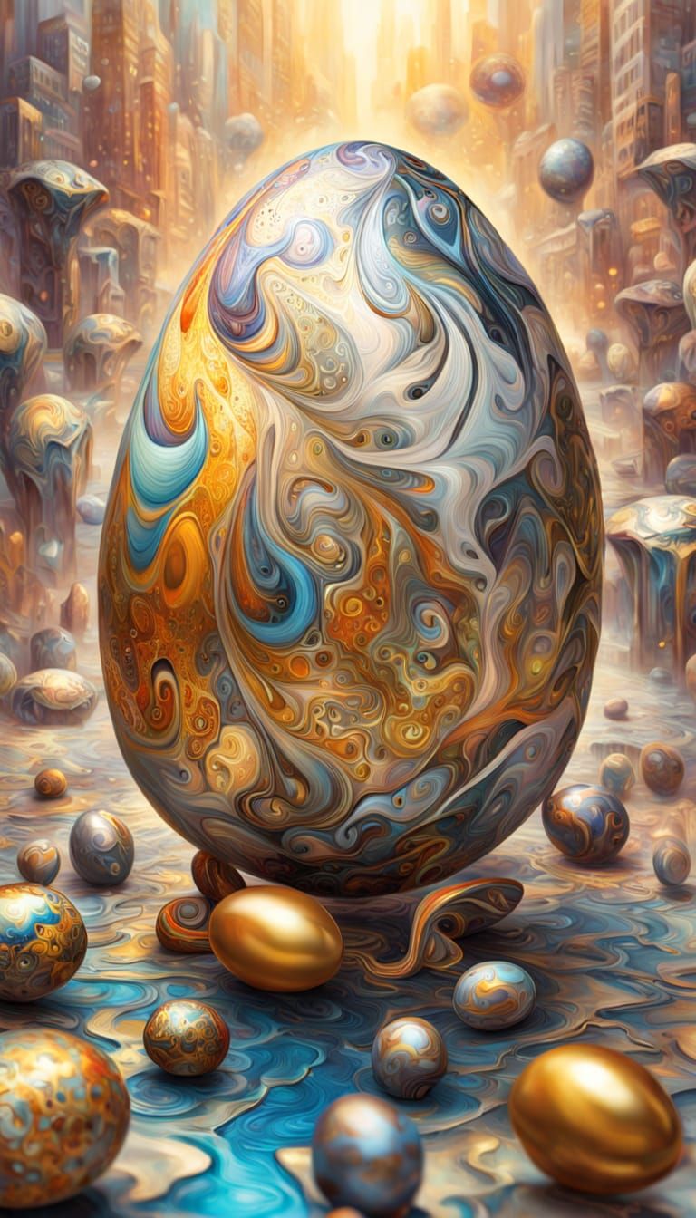 Ethereal Egg Scene in Hyper-Realistic 3D Art