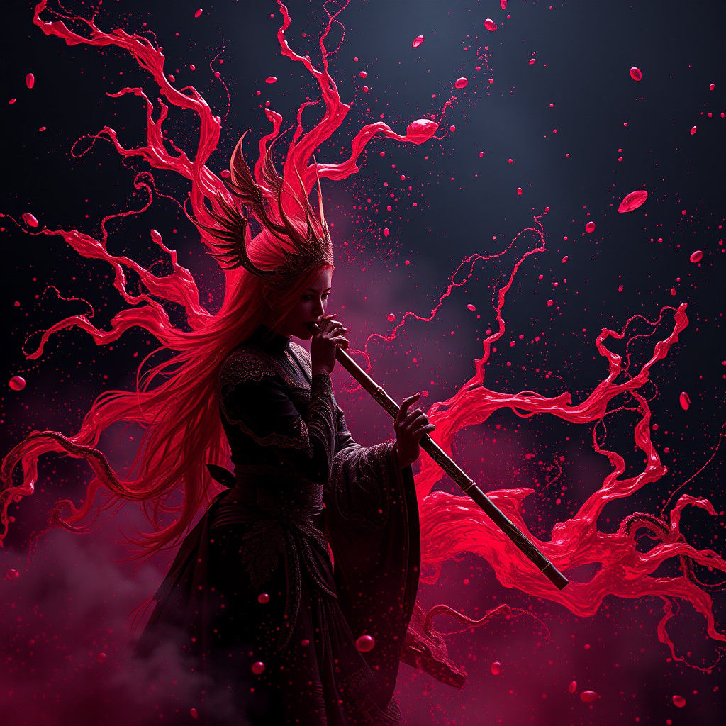 Ethereal Flute Music in Black and Red