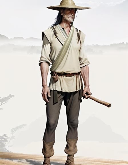 Fantasy Easterling Peasant in Asian-Inspired Landscape