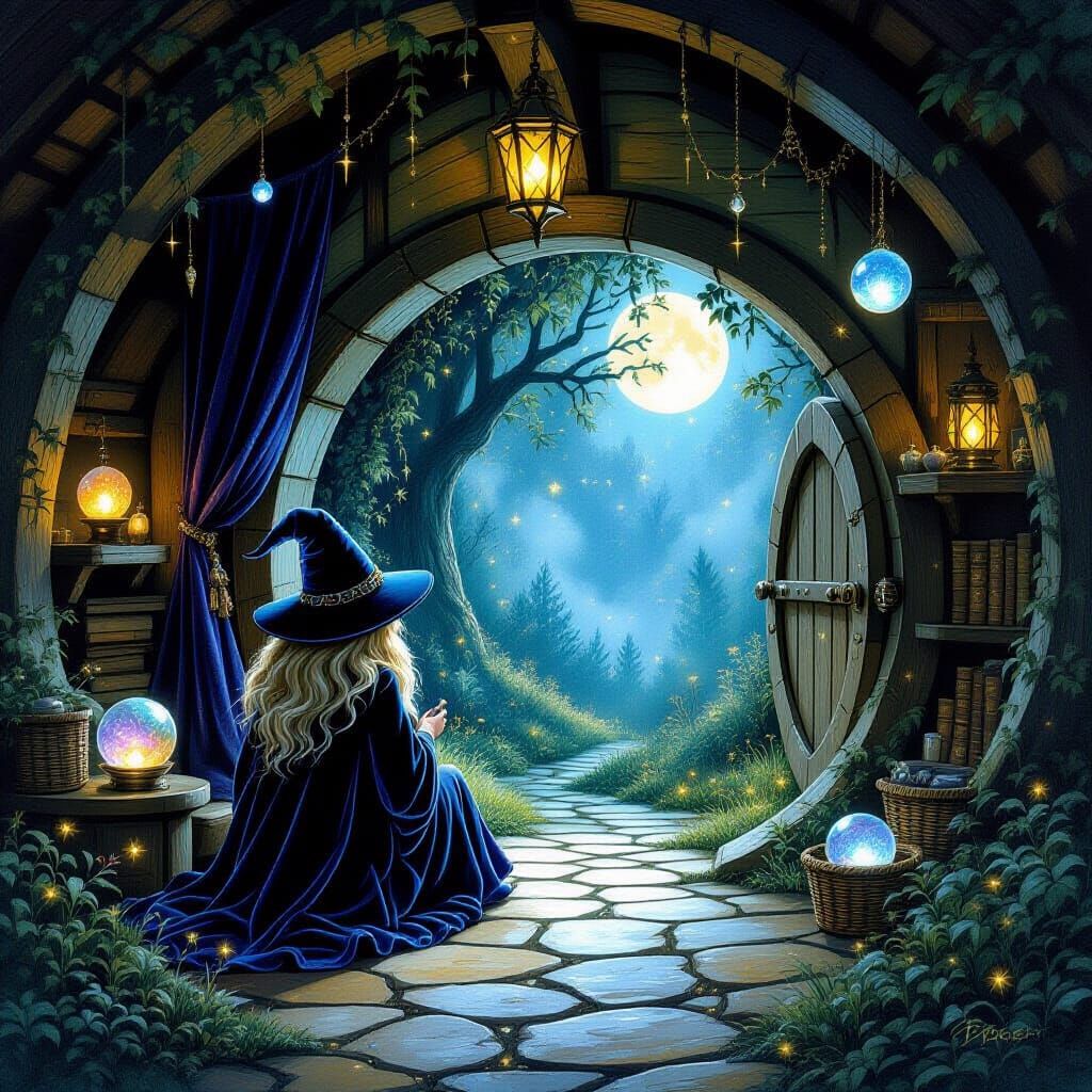 Enchanted Hobbit Hole to Forest, Dreamlike Art