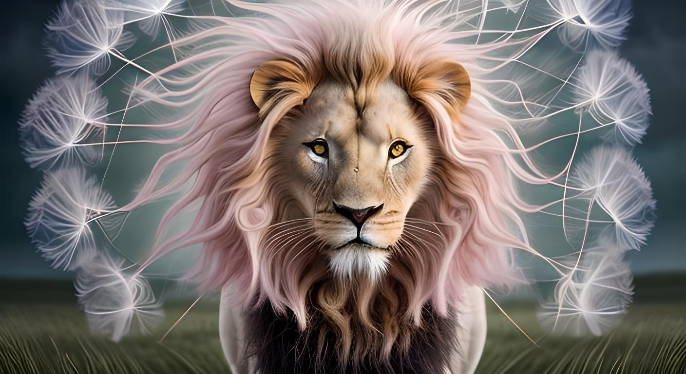 Whimsical Watercolor Dandelion-Lion