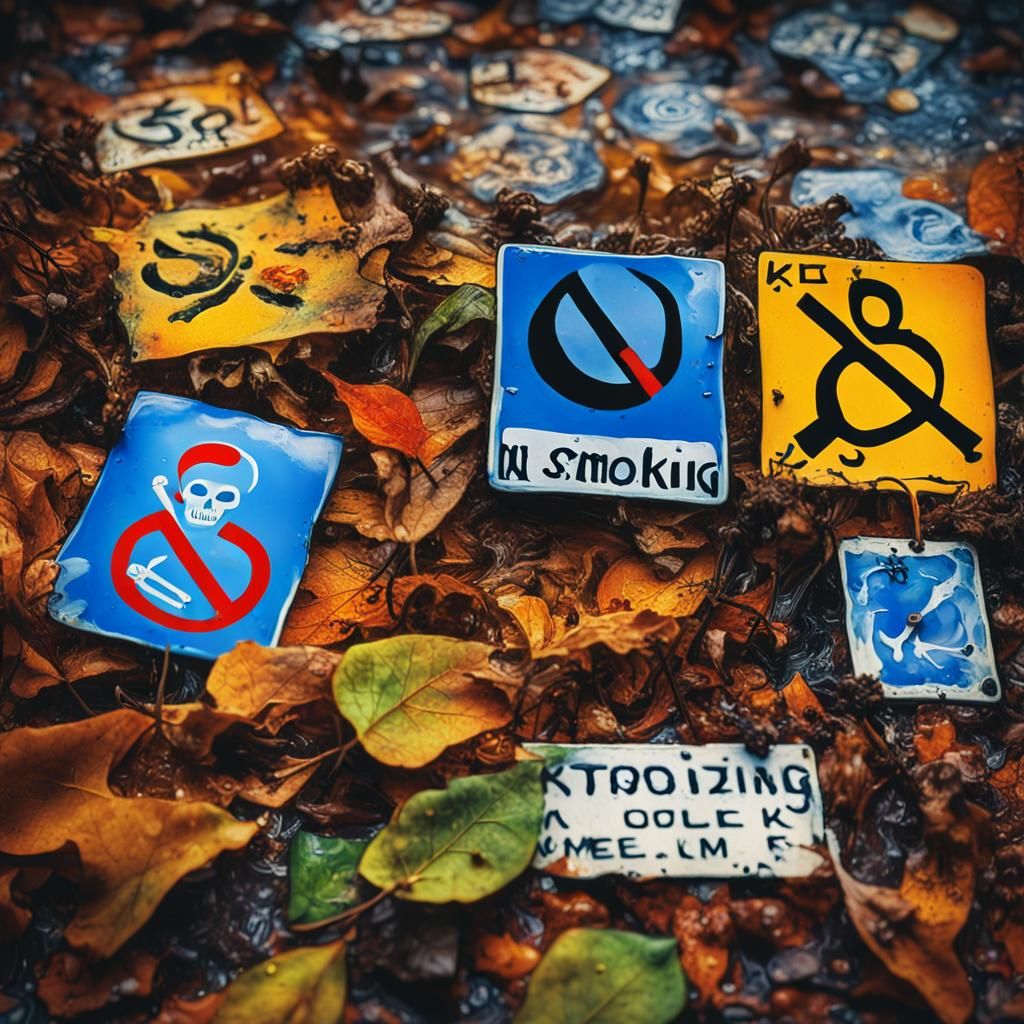 Surreal Alien No Smoking Signs in Melting Forest